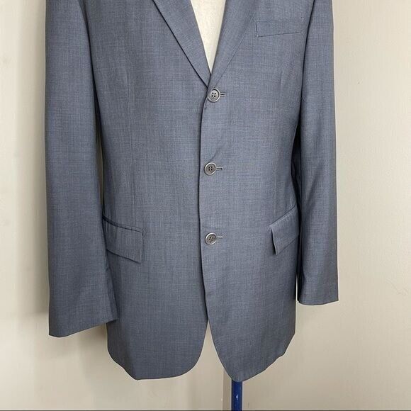 DKNY Men’s Gray 100% Virgen Wool Suit Jacket Blazer Sise M Single Breasted - Picture 8 of 12